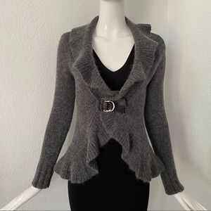 Escada gray ruffle sweater